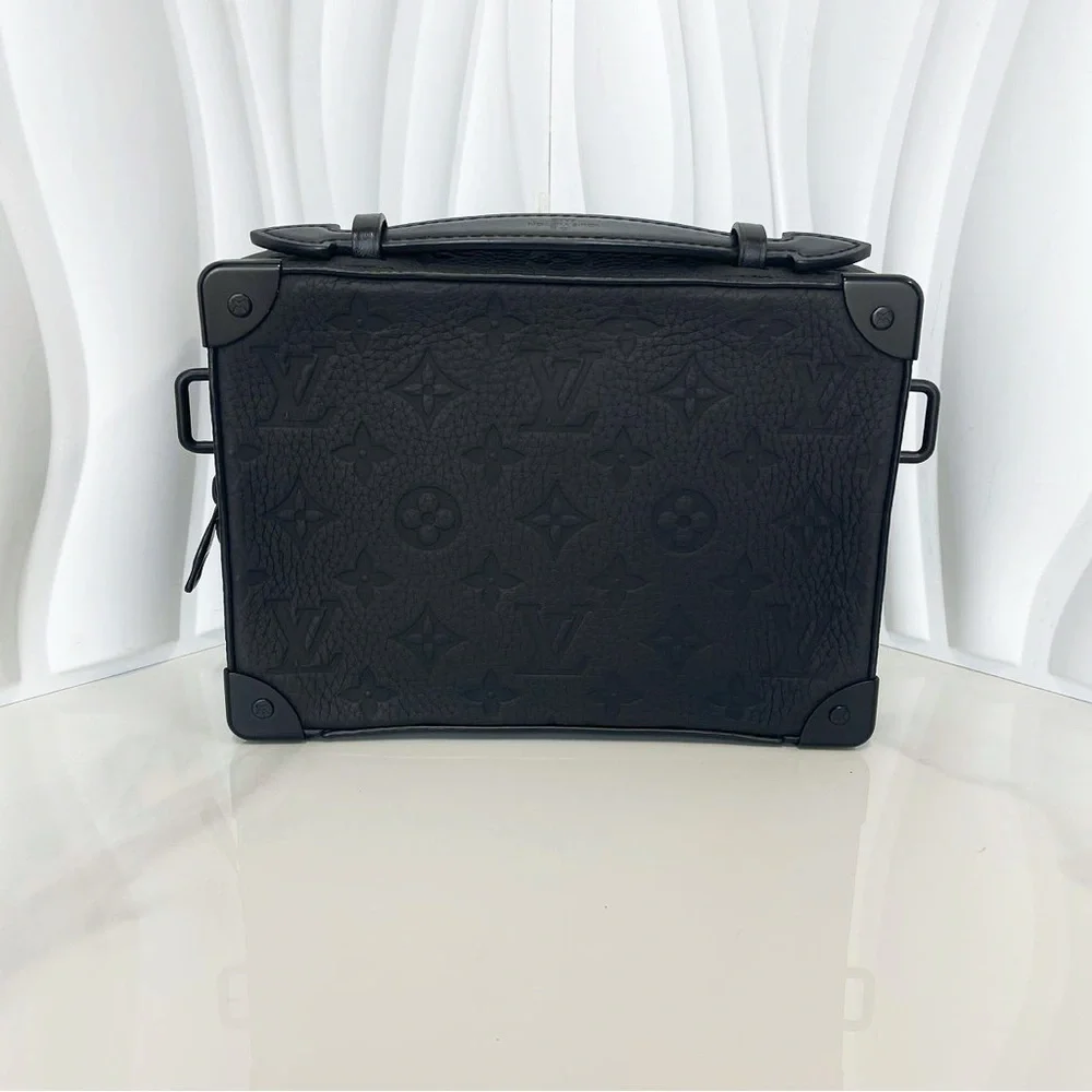 Louis Vuitton Black Monogram Embossed Leather Soft Trunk Crossbody Bag - Picture 2 of 12